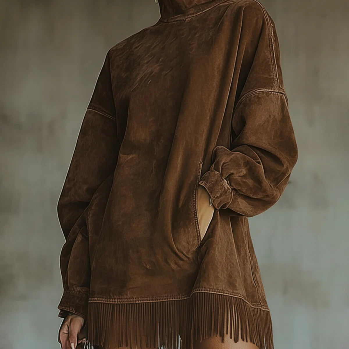 Шери | Удобна суедова рокля с ресни